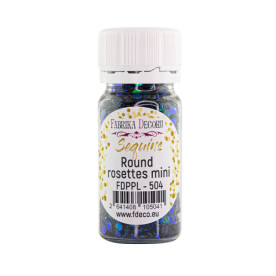 Паєтки Round rosettes mini - 504, 20 гр, 30 мл, темно-синій, зелений перламутр, Фабрика Декору