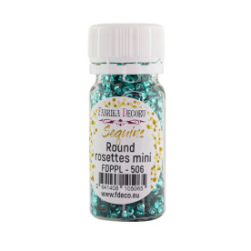 Пайетки Round rosettes mini - 506, 20 гр, 30 мл, бирюзовый, металлик, Фабрика Декора