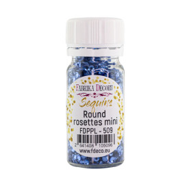 Паєтки Round rosettes mini - 509, 20 гр, 30 мл, блакитний, металік, Фабрика Декору