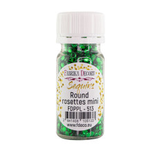 Паєтки Round rosettes mini - 513, 20 гр, 30 мл, зелений, металік, Фабрика Декору