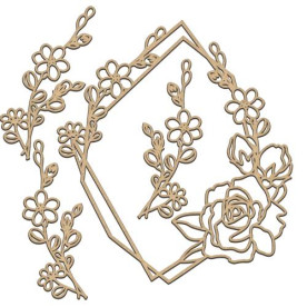 Набір декоративних елементів # 240, Квітковий орнамент, 30х30 см, 3 мм, Фабрика Декору