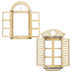 3D Заготівля Вікно 1, Вікно 2, фігурки для оформлення лялькового будиночка # 276, Фабрика Декору