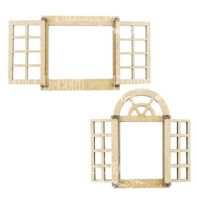 3D Заготівля Вікно 1, Вікно 2, фігурки для оформлення лялькового будиночка # 277, Фабрика Декору