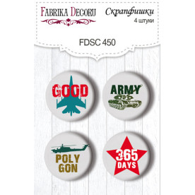 Скрапфішки набір, 4 шт, Military style En # 450, Фабрика Декору