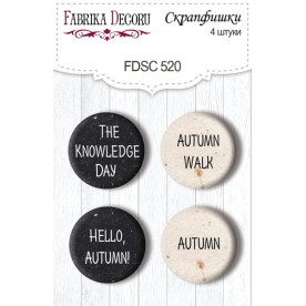 Скрапфішки набір, 4 шт, Autumn botanical diary, бежевий, EN # 520, Фабрика Декору