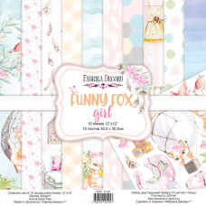 Набор скрапбумаги, Funny fox girl 30,5x30,5 см, 200 г/м, 10 листов, Фабрика Декора