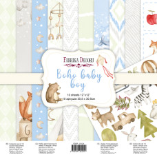 Набор двусторонней скрапбумаги boho baby boy 30,5x30,5см, 10 листов, Фабрика Декора