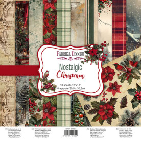 Набор двусторонней скрапбумаги Nostalgic Christmas 30,5x30,5см 10 листов, Фабрика Декора