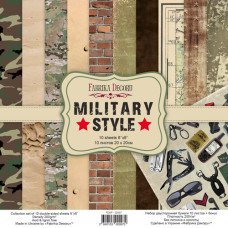 Набор скрапбумаги, Military style, 20x20 см, 10 листов, Фабрика Декора