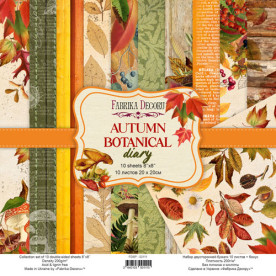Набір скраппаперу, Autumn botanical diary, 10 аркушів, 20x20 см, Фабрика Декору