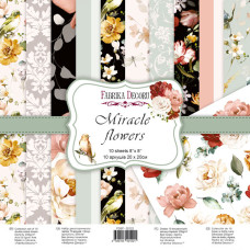 Набір двостороннього паперу для скрапбукінгу Miracle flowers 20х20 см 10 аркушів, Фабрика Декору