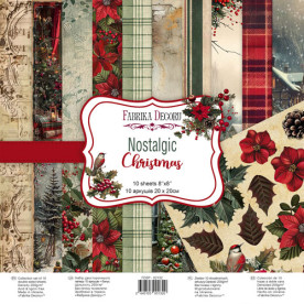 Набор двусторонней скрапбумаги Nostalgic Christmas 20 см х 20 см 10 листов, Фабрика Декора