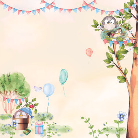 Лист двусторонней бумаги для скрапбукинга Cutie sparrow boy #48-01 30,5х30,5 см, Фабрика Декора