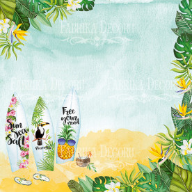 Лист двостороннього паперу для скрапбукінгу Wild Tropics #49-01 30,5х30,5 см, Фабрика Декору