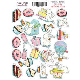Набор наклеек (стикеров) 24 шт Bunny birhtday party-1 #025 Фабрика Декора