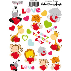Набір наклейок (стікерів) 24 шт Valentine safari #089, Фабрика Декору