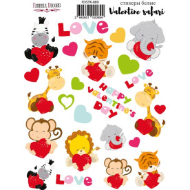 Набор наклеек (стикеров) 24 шт Valentine safari #089, Фабрика Декора