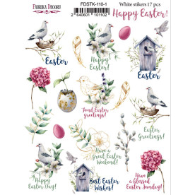 Набір наклейок (стікерів) 17 шт Happy Easter #110-1 ENG, Фабрика Декору