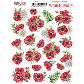 Набір наклейок (стікерів) 23 шт Summer flowers #118, Фабрика Декору