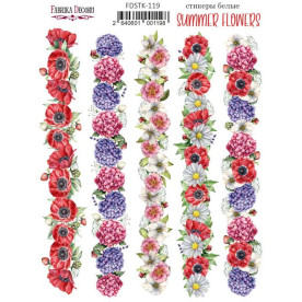 Набор наклеек (стикеров) 5 шт Summer flowers #119, Фабрика Декора