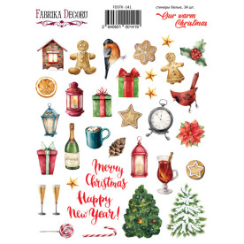 Набор наклеек (стикеров) 34 шт Our warm Christmas #141, Fabrica Decoru