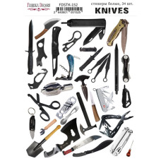 Набір наклейок, стікерів, Knives # 152, 34 шт, Фабрика Декору