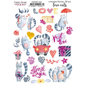 Набор наклеек, стикеров, Love cats #163, 26 шт, Фабрика Декора