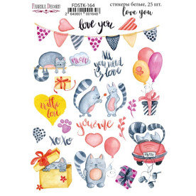 Набір наклейок, стікерів, Love you # 164, 25 шт, Фабрика Декору