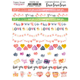 Набір наклейок, стікерів, Love # 165, 12 шт, Фабрика Декору