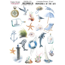 Набір наклейок, стікерів, 24 шт, Memories of the sea #173, Фабрика Декору