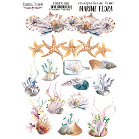 Набор наклеек, стикеров, 13 шт, Marine flora #180 , Фабрика Декора