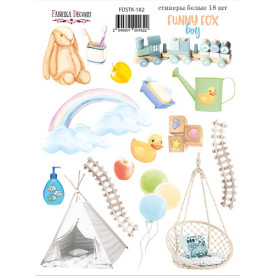 Набор наклеек, стикеров, 18 шт, Funny fox boy #182 , Фабрика Декора