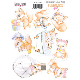 Набор наклеек, стикеров, 9 шт, Funny fox girl #184 , Фабрика Декора