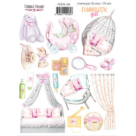 Набор наклеек, стикеров, 18 шт, Funny fox girl #185 , Фабрика Декора