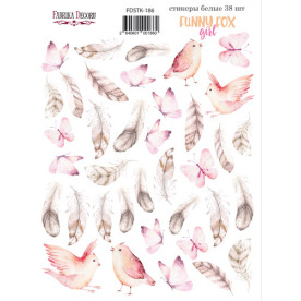 Набір наклейок, стікерів, 38 шт, Funny fox girl # 186, Фабрика Декору