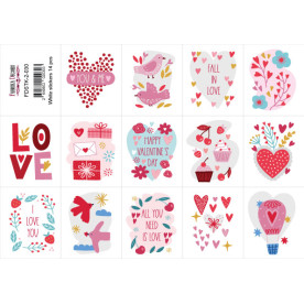 Набір наклейок (стікерів) для журналінга # 2-030 Valentine's day, 21х15 см, Фабрика Декору