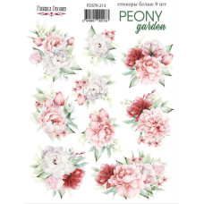 Набір наклейок, стікерів, 9 шт, Peony garden, # 213, Фабрика Декору