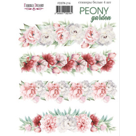 Набор наклеек, стикеров, 4 шт, Peony garden, #216, Фабрика Декора