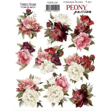 Набір наклейок, стікерів, 10 шт, Peony passion, # 220, Фабрика Декору