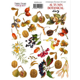 Набір наклейок, стікерів, 24 шт, Autumn botanical diary, бежевий, # 225, Фабрика Декору