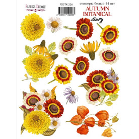 Набор наклеек, стикеров, 14 шт, Autumn botanical diary, бежевый, #226, Фабрика Декора
