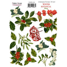 Набір наклейок, стікерів, 16 шт, Winter botanical diary, # 233, Фабрика Декору