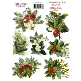 Набір наклейок, стікерів, 7 шт, Winter botanical diary, # 234, Фабрика Декору