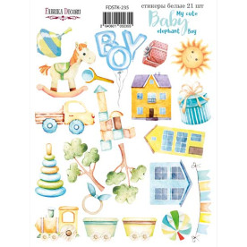 Набор наклеек, стикеров, 21 шт, My cute Baby elephant boy #235, Фабрика Декора