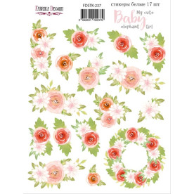Набір наклейок, стікерів, 17 шт, My cute Baby elephant girl # 237, Фабрика Декору