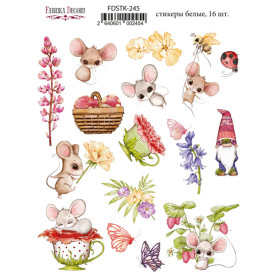Набір наклейок, стікерів, 16 шт, Happy mouse day #245, Фабрика Декору