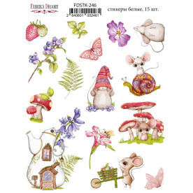 Набор наклеек, стикеров, 15 шт, Happy mouse day #246, Фабрика Декора