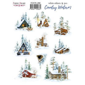 Набір наклейок (стікерів) 9шт Country winter #266, Фабрика Декору