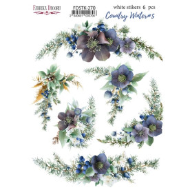 Набір наклейок (стікерів) 6шт Country winter #270, Фабрика Декору