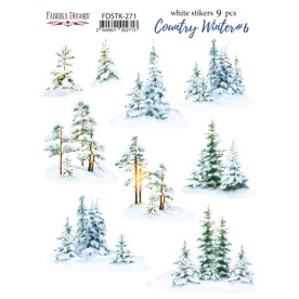 Набор наклеек (стикеров) 9шт Country winter #271, Фабрика Декора